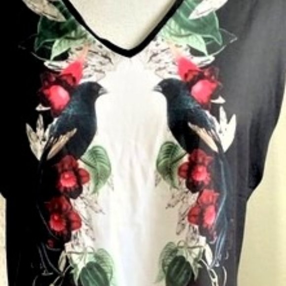 Gorgeous Black 🦅 Bird Ted Baker London & Floral🌺 Print Sleeveless Blouse - Picture 9 of 16
